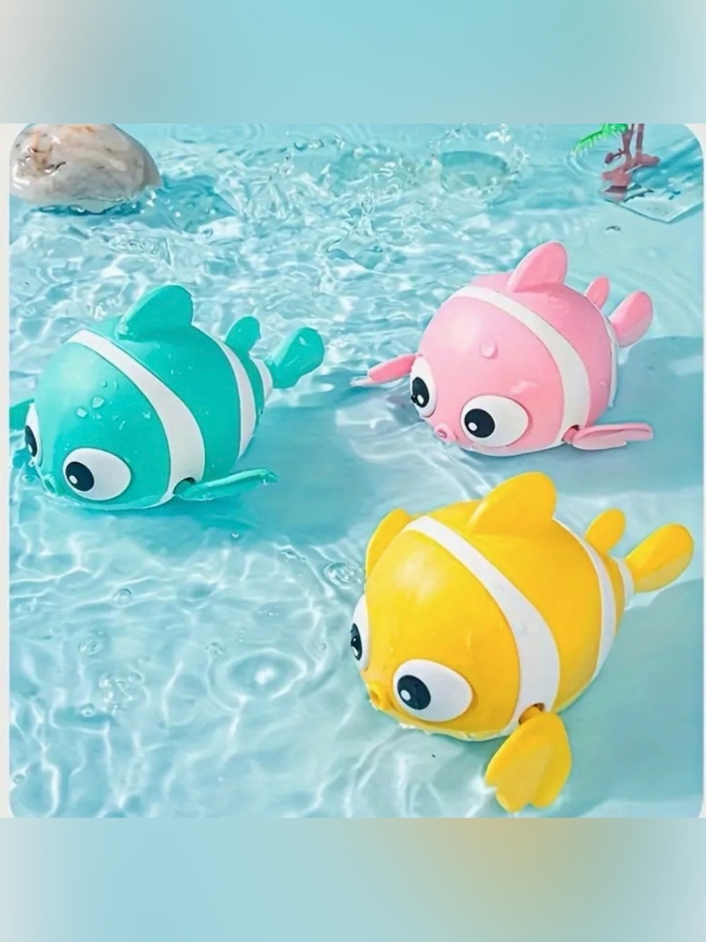 3 pack Colorful Floating Fish Toy - Yellow, Pink, Teal